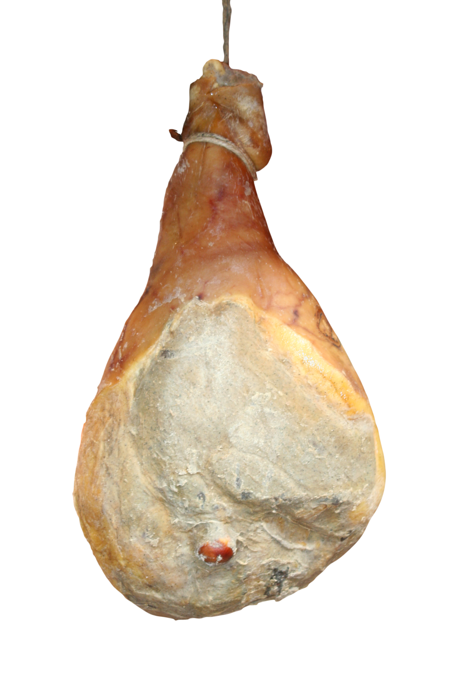 Whole Cured Meat Leg Hanging from Hook Transparent Background PNG Image