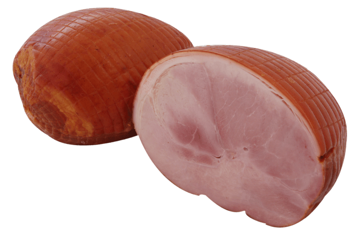 Whole Cured Meat with One Fresh Slice Isolated Transparent Background PNG