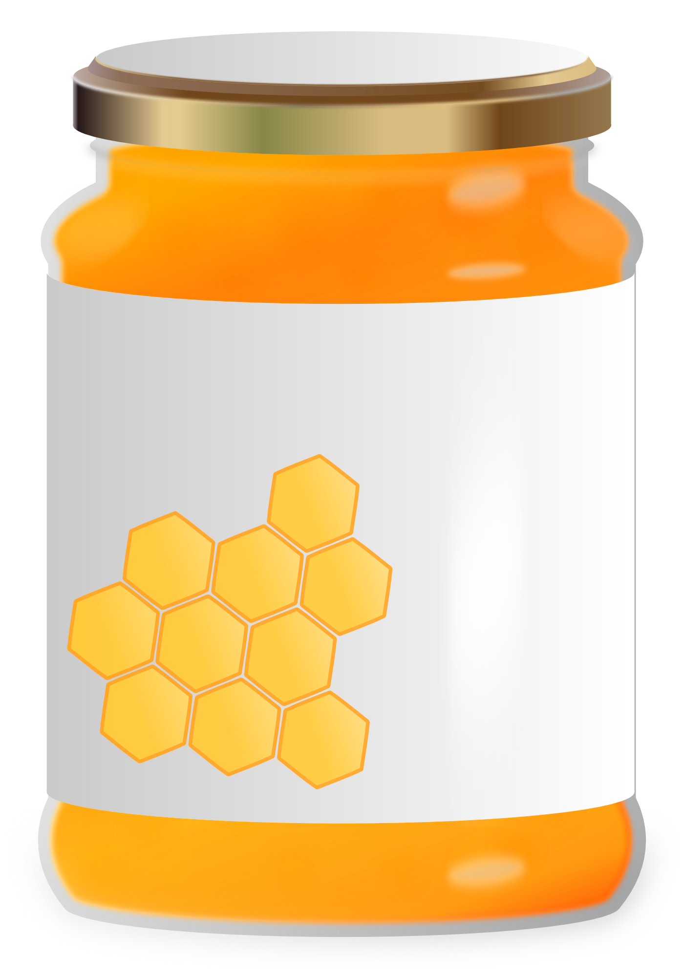 Blank Glass Honey Jar with Orange Hexagonal Label Transparent Background PNG