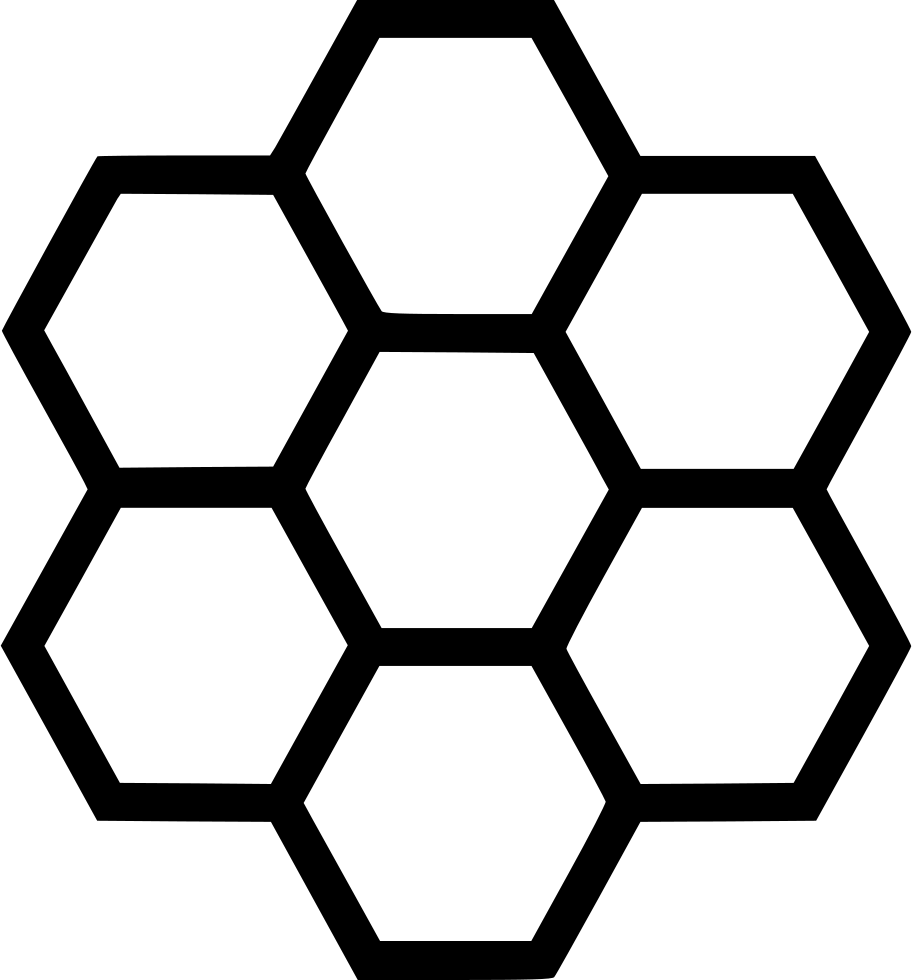Bold Black Six Cell Honeycomb Outline Icon Transparent Background PNG Graphic
