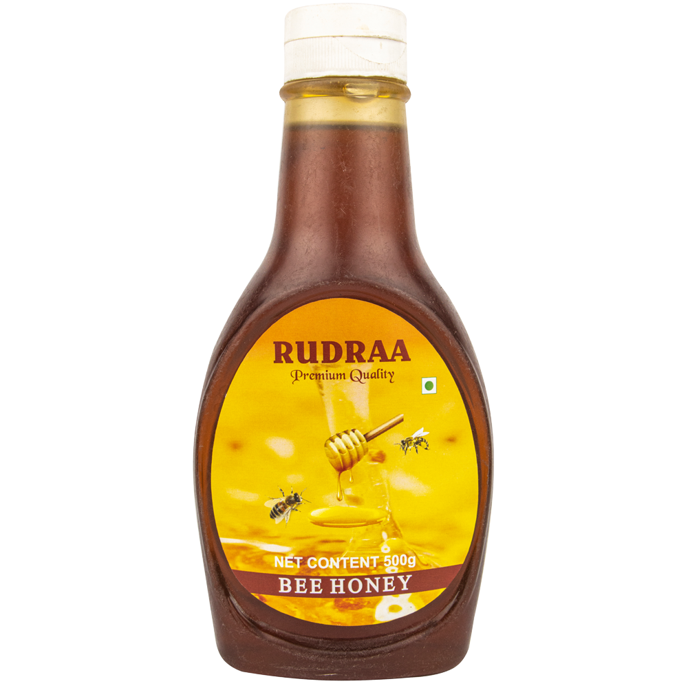 Classic Glass Bottle Filled with Golden Honey Isolated Product PNG Image