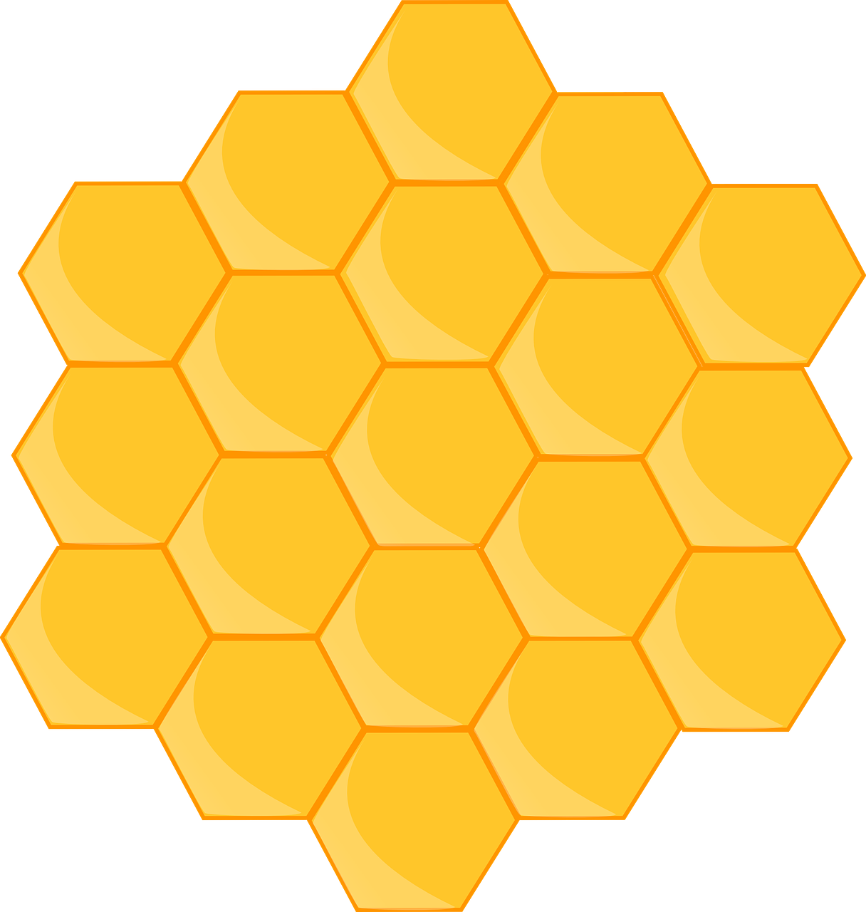 Geometric Golden Honeycomb Hexagon Cells Isolated Transparent PNG Vector Graphic