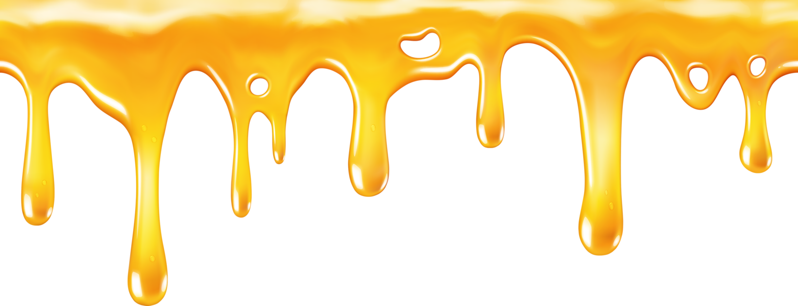 Long Golden Honey Drip Border with Hanging Drops Transparent PNG Design Element