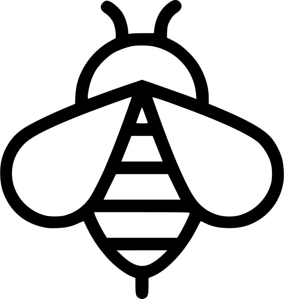 Minimal Bee Outline Logo with Honeycomb Body Transparent Background PNG Icon