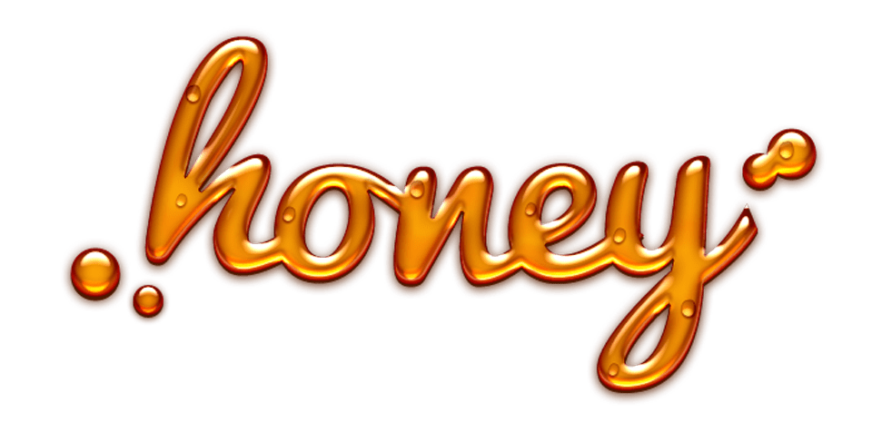 Orange Script Honey Word Lettering Logo Transparent Background PNG Graphic