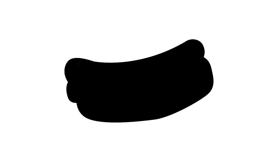 Solid Black Hot Dog Sausage in Bun Silhouette Icon Transparent PNG Clipart