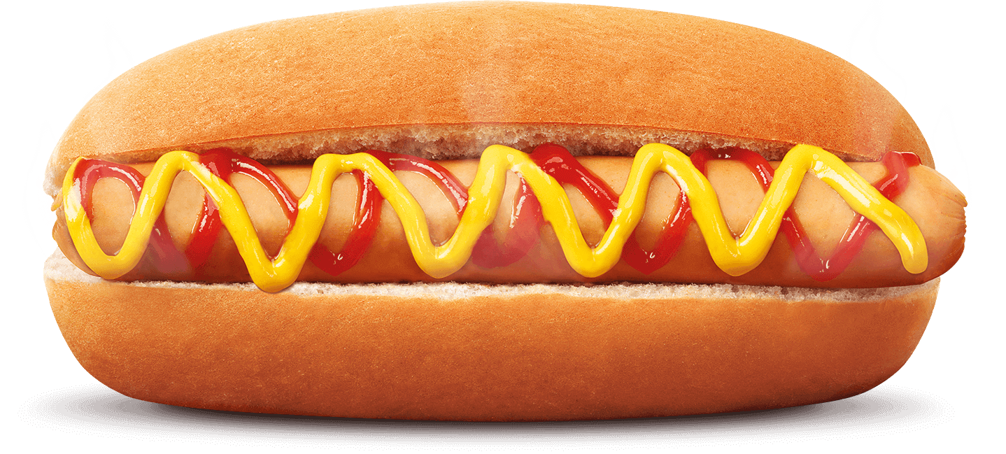 Top View Simple Hot Dog with Red Ketchup and Yellow Mustard Transparent PNG Image