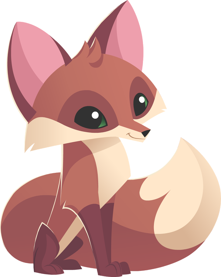Adorable Cartoon Red Fox Cub Sitting with Curled Tail Transparent PNG Character