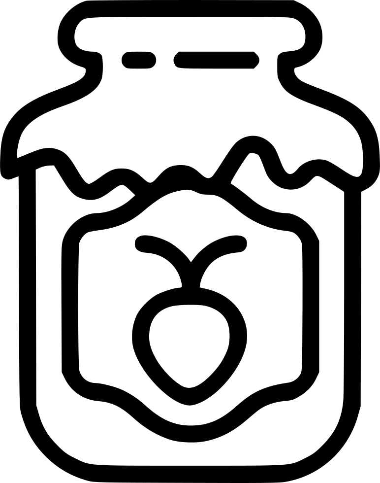Black Outline Icon of Fruit Jam Jar with Apple Symbol Transparent PNG Graphic