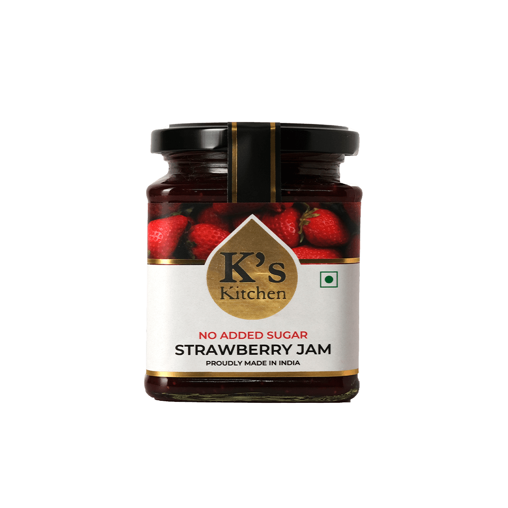 Blackberry Strawberry Jam Glass Jar with Black Lid and Product Label PNG Image