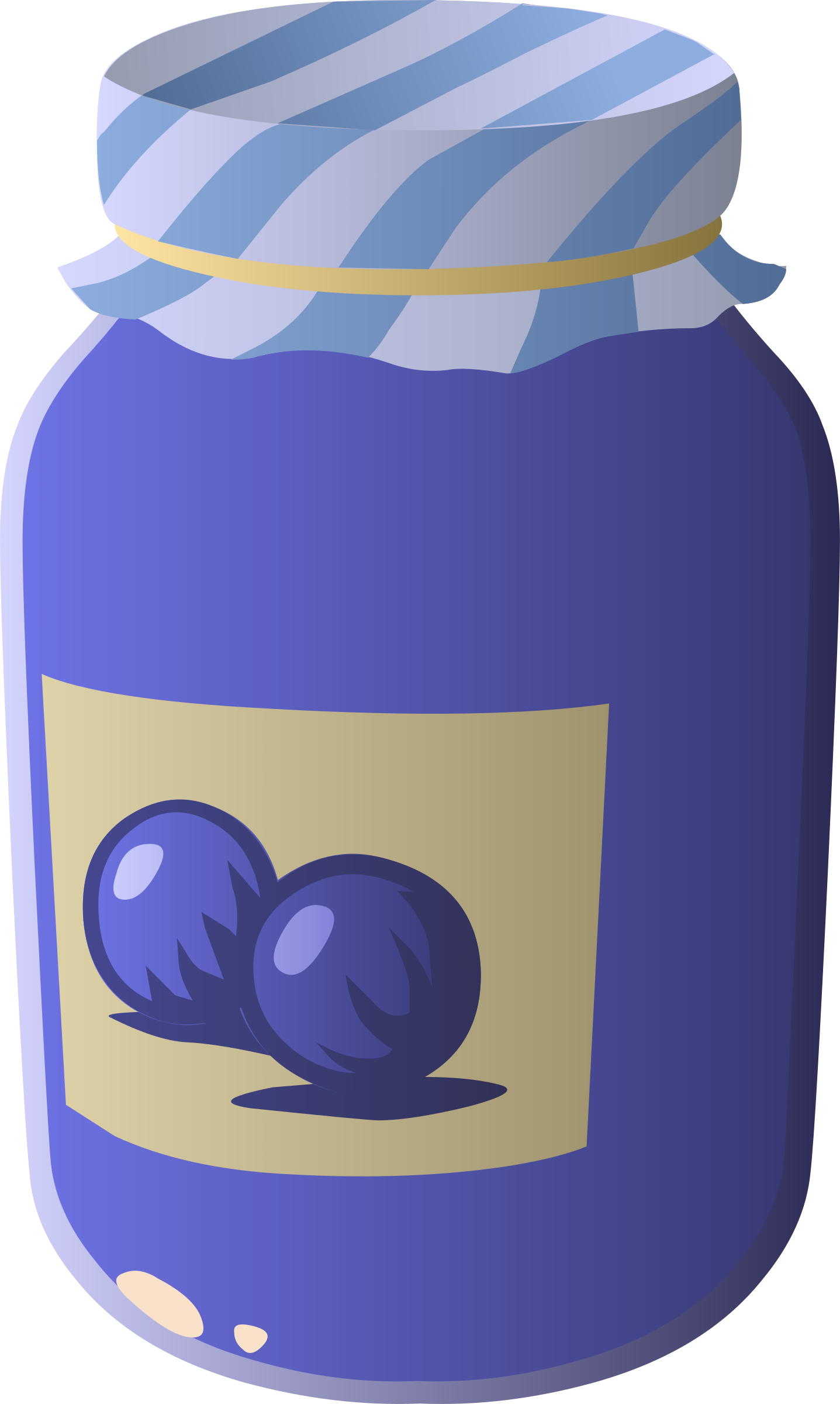 Blue Jam Jar Illustration with Fabric Lid and Grape Label Transparent PNG Graphic