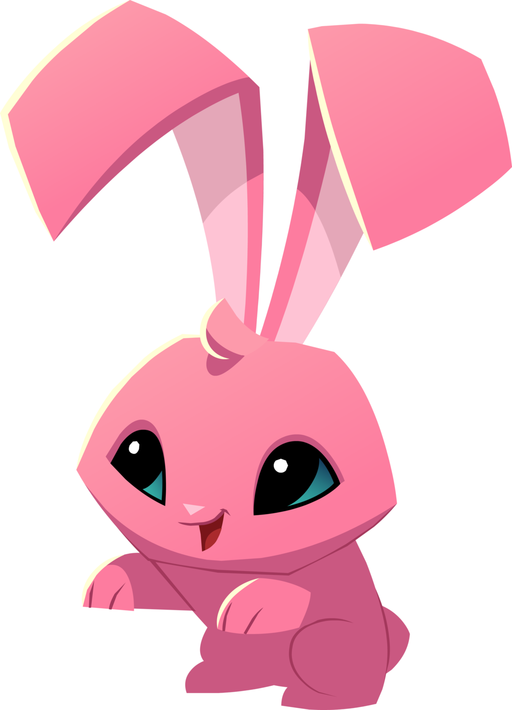 Cute Pink Cartoon Bunny Character with Long Ears Transparent Background PNG