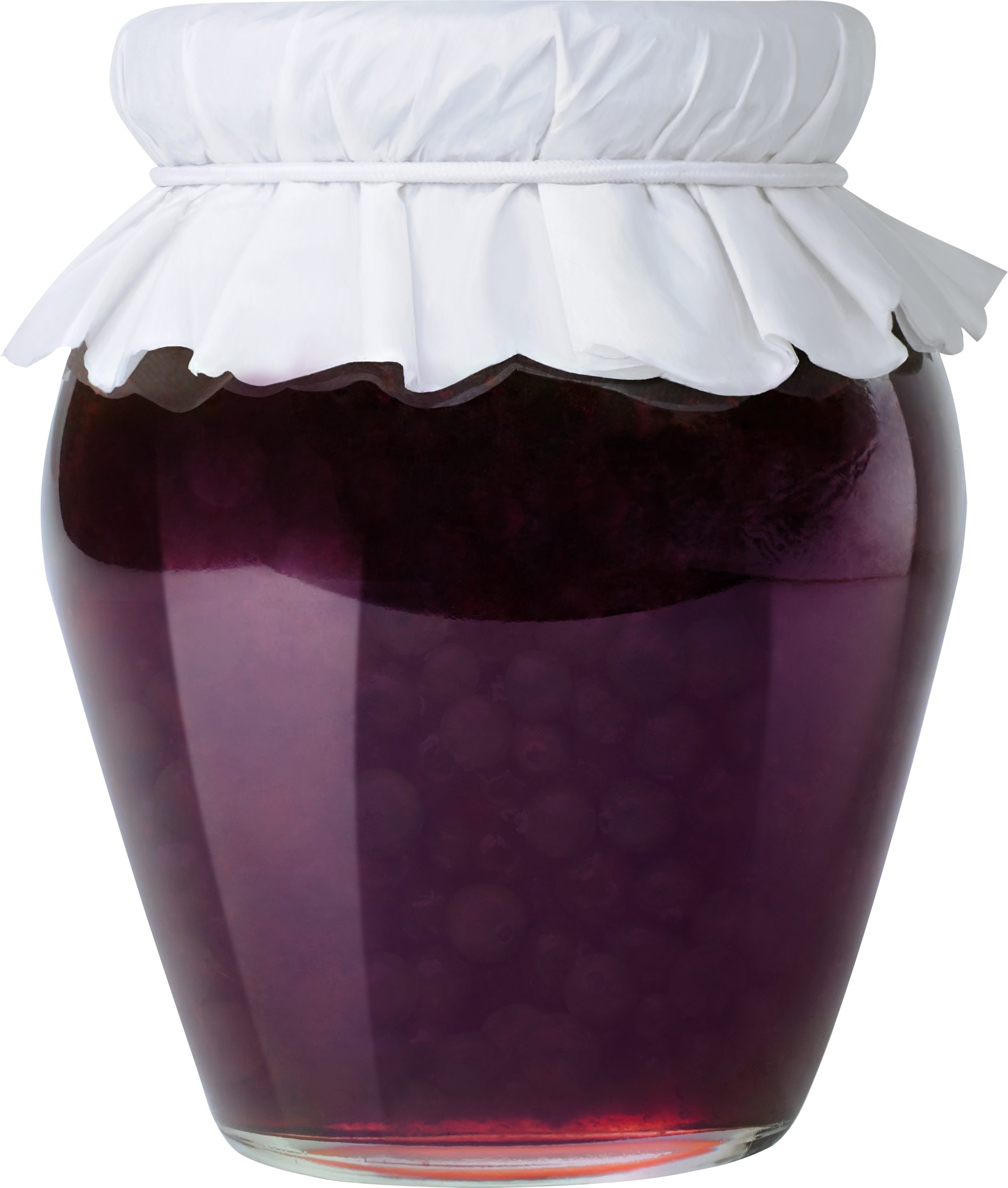 Dark Grape Preserve in Glass Jar with White Cloth Lid PNG Food Image