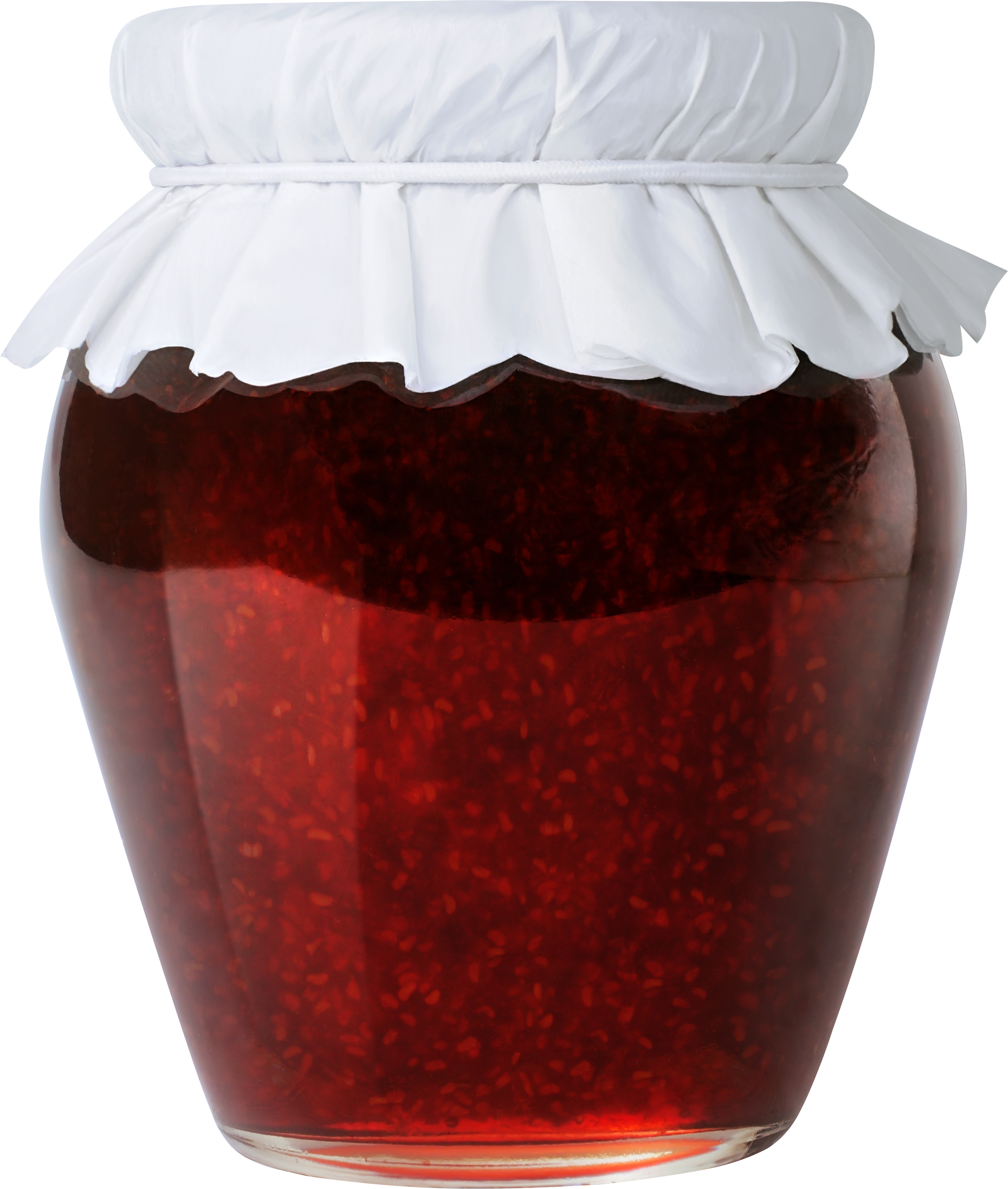Homemade Dark Red Berry Jam in Glass Jar with White Fabric Lid PNG Image