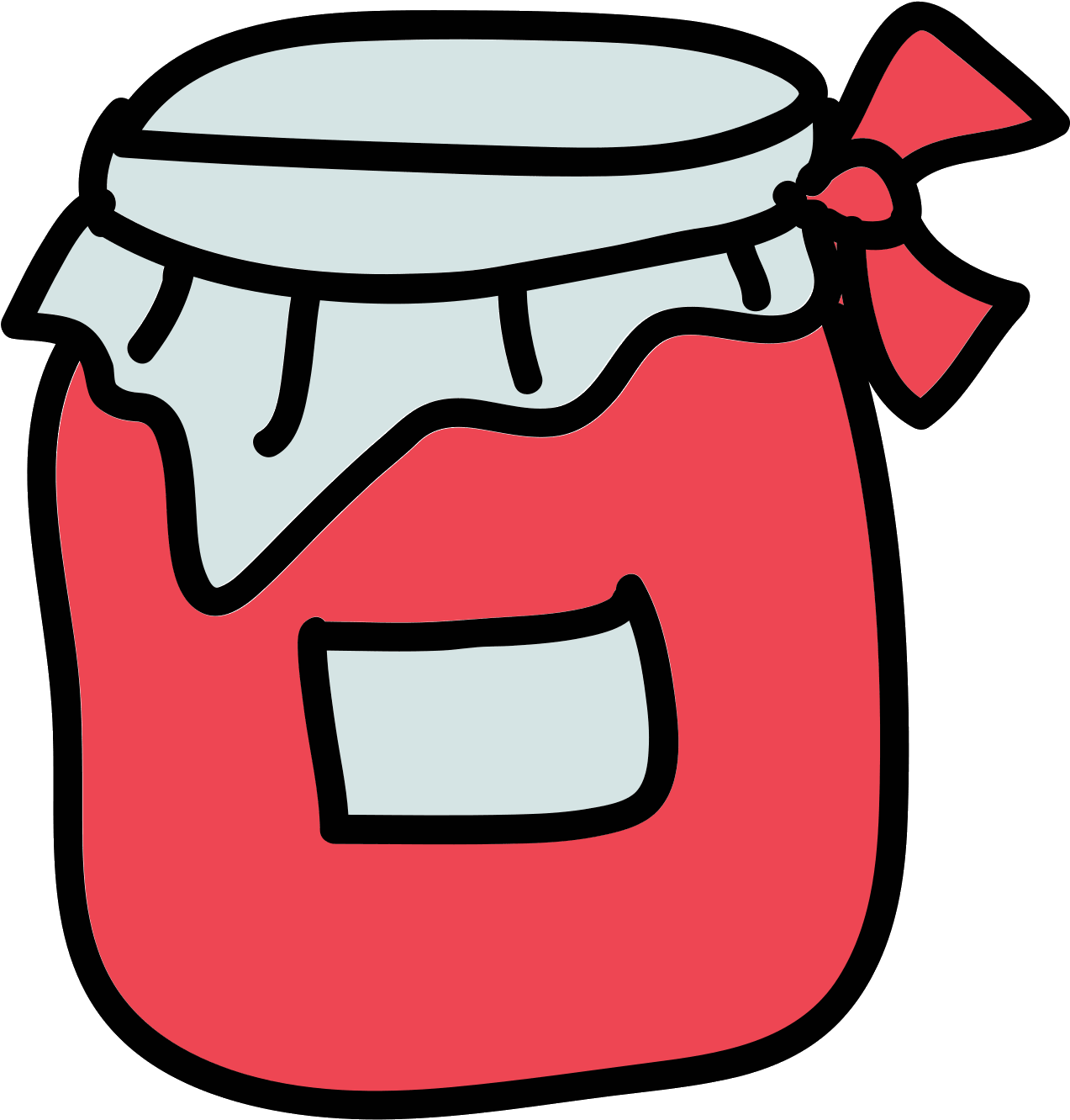 Red Cartoon Jam Jar with Fabric Cover and Bow Transparent PNG Clipart