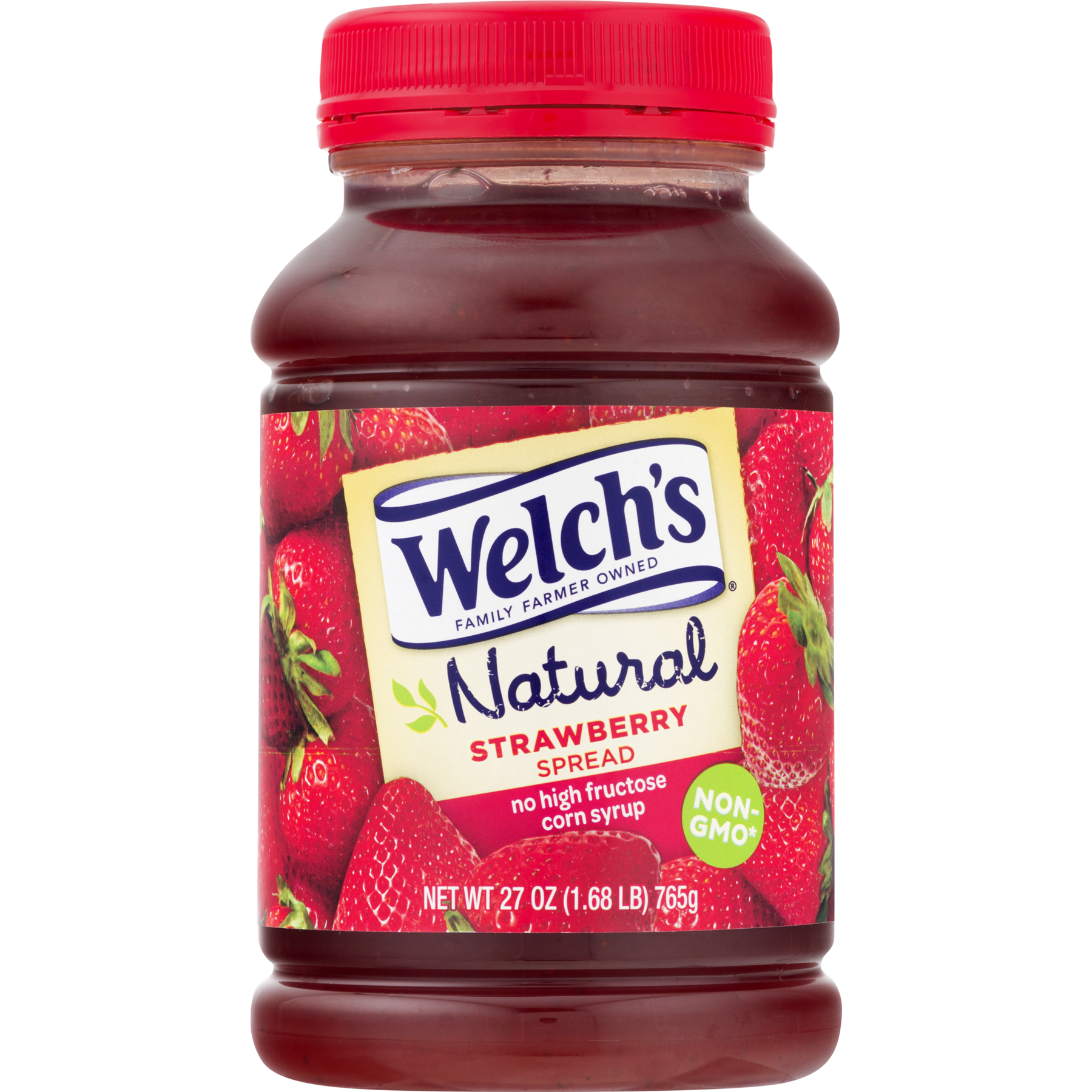 Welchs Natural Concord Grape Jelly Jar with Magenta Label PNG Product Image