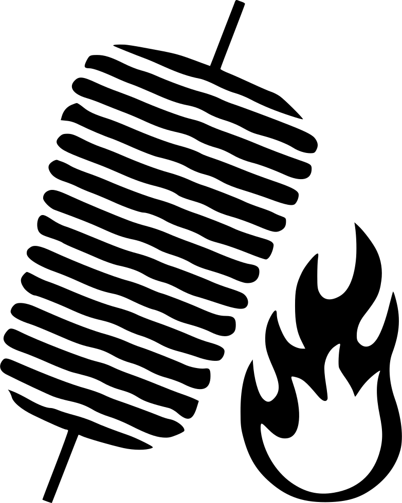 Black Grill Skewer and Flame Silhouette Icon Transparent Background PNG Clipart