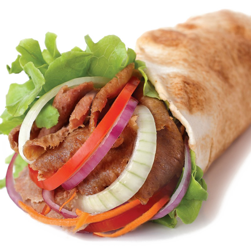 Chicken Shawarma Wrap with Lettuce Tomato and Red Onion Transparent PNG