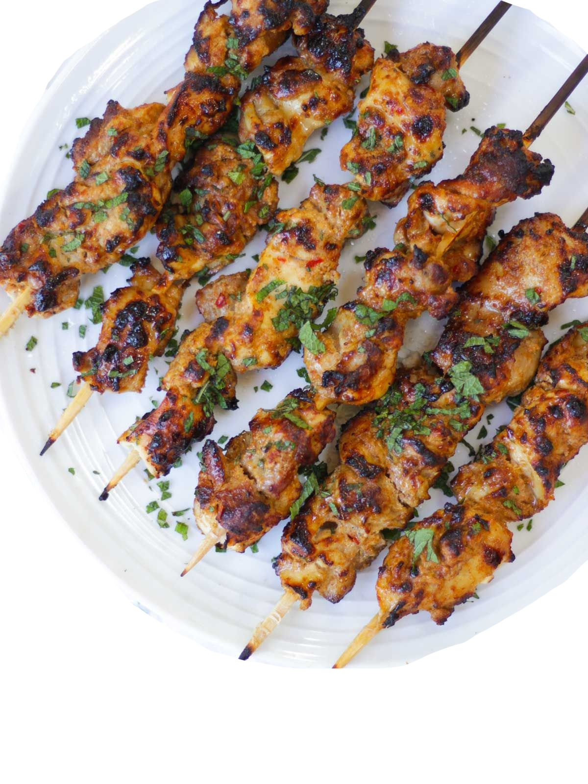 Chicken Tikka Kebab Pieces with Fresh Cilantro Chutney PNG Food Image