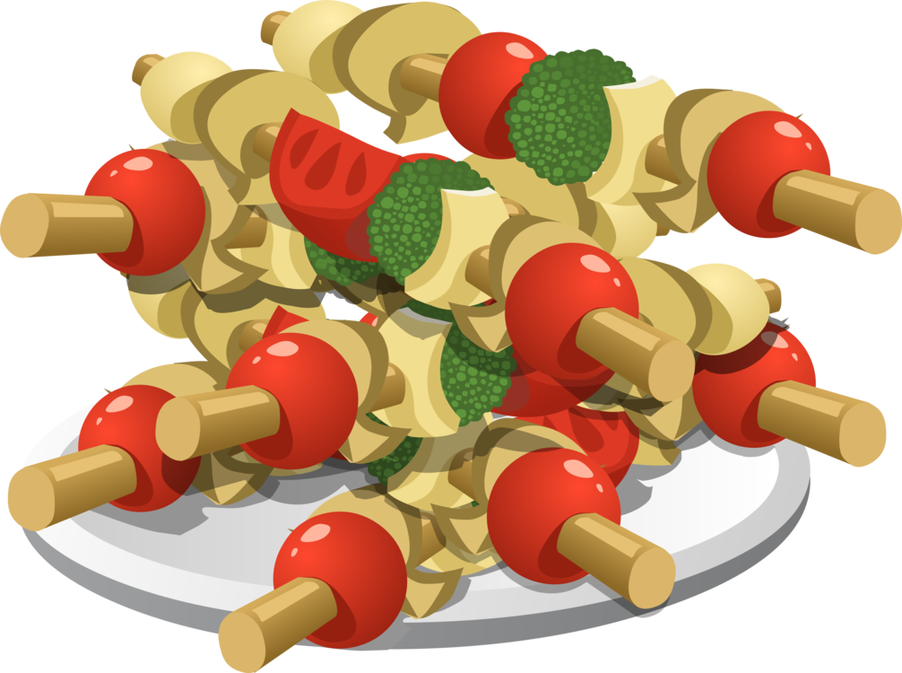 Colorful Cartoon Meat and Vegetable Kebab Skewers Transparent PNG Illustration