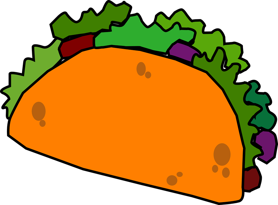 Cute Cartoon Taco with Lettuce and Red Filling Transparent PNG Clipart