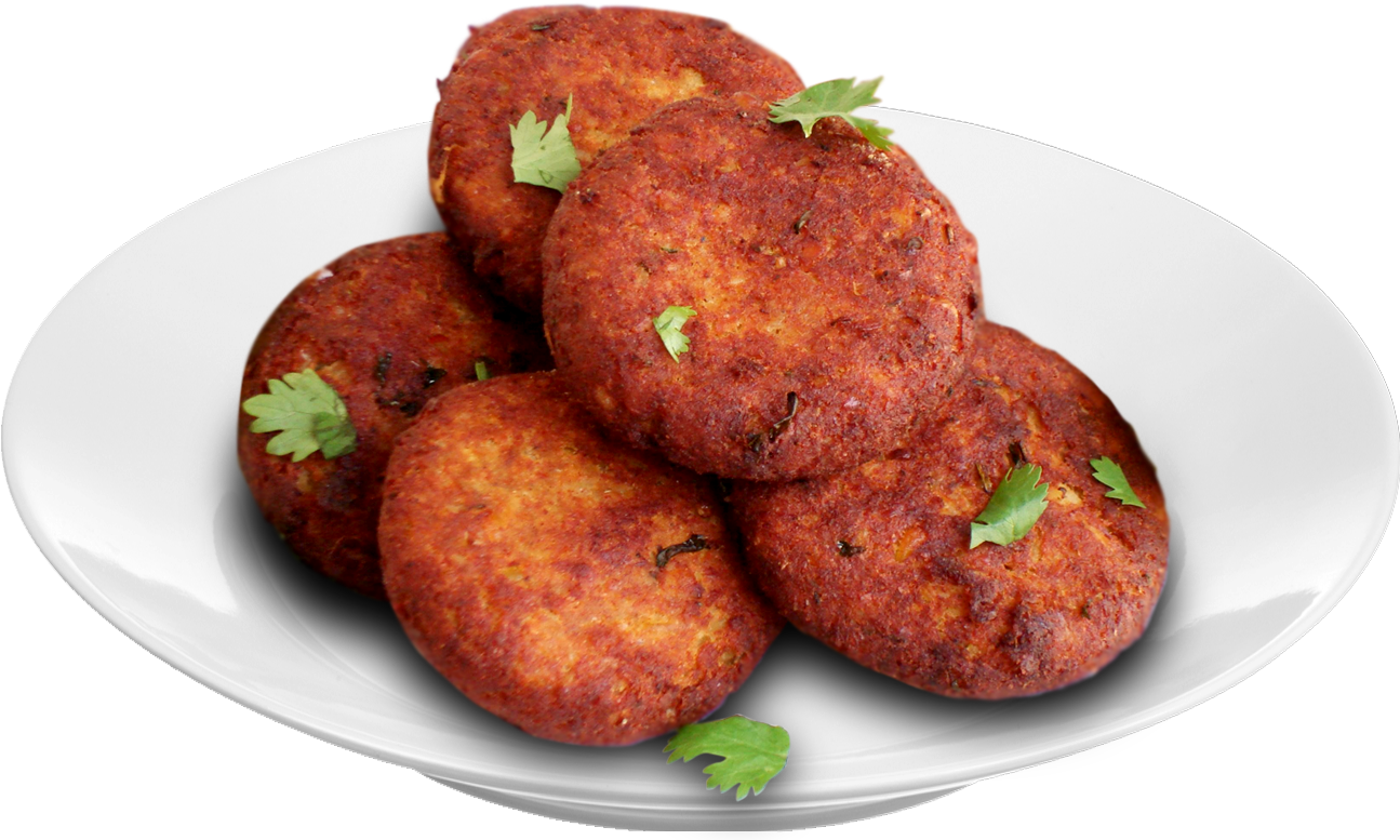 Golden Fried Falafel Patties on White Plate Transparent Food PNG Image