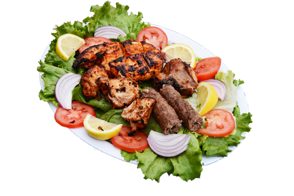 Grilled Chicken Kebab Salad Bowl with Tomatoes and Mixed Greens PNG Image