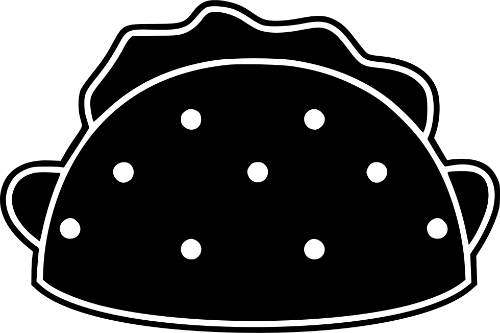 Simple Black Taco Silhouette with Dotted Shell Transparent Background PNG Icon