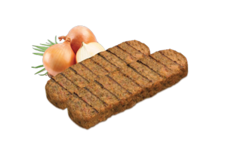 Three Spiced Grilled Kofta Patties with Red Onion Isolated PNG Food Image
