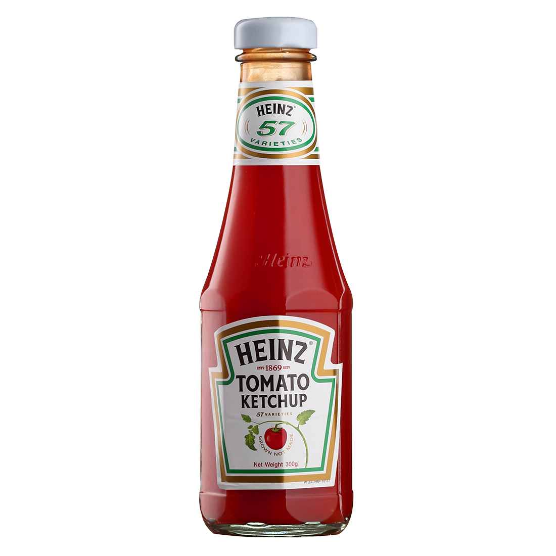 Classic Heinz Tomato Ketchup Glass Bottle Transparent Background PNG Product Image