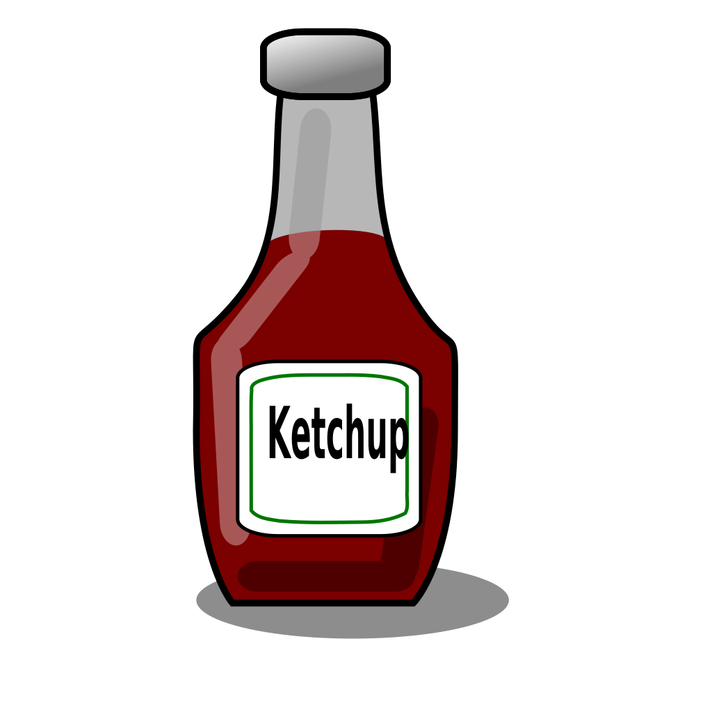 Cute Red Ketchup Bottle Character with Gray Cap and White Label PNG Clipart