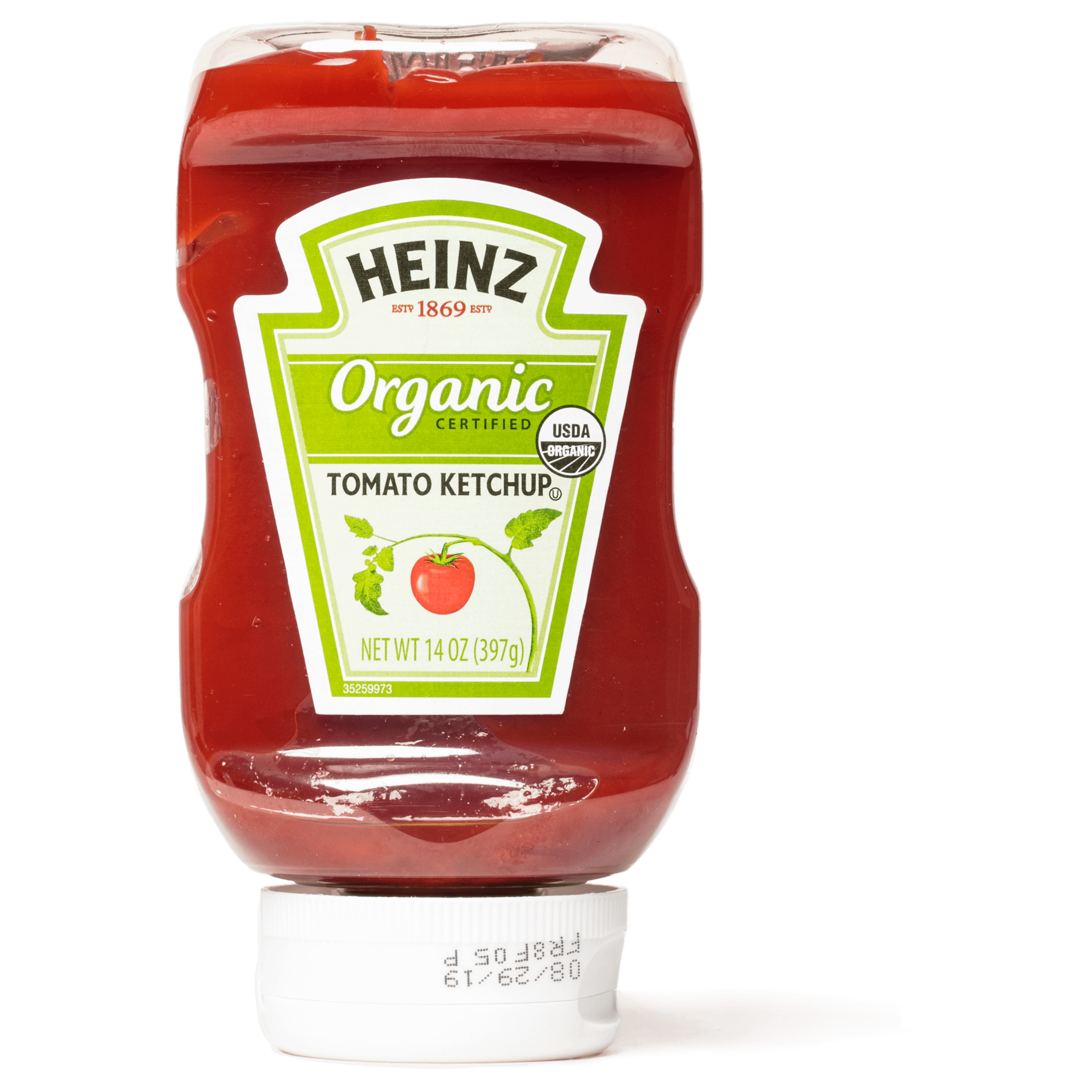 Heinz Organic Tomato Ketchup Squeeze Bottle with Red Cap PNG Product Image