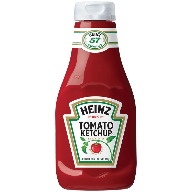 Heinz Tomato Ketchup Bottle with Red Cap and White Label PNG Product Photo