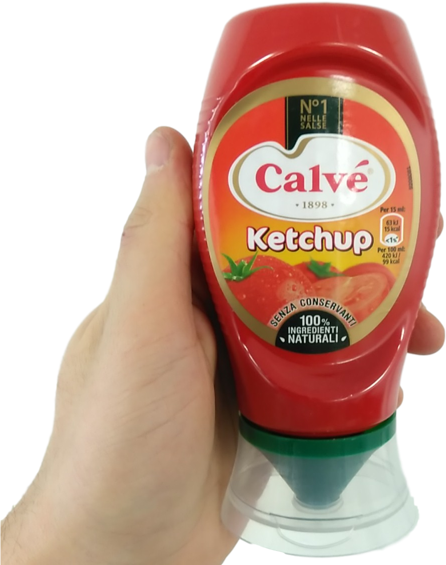 Hunts Tomato Ketchup Glass Bottle Product Image on Transparent Background PNG