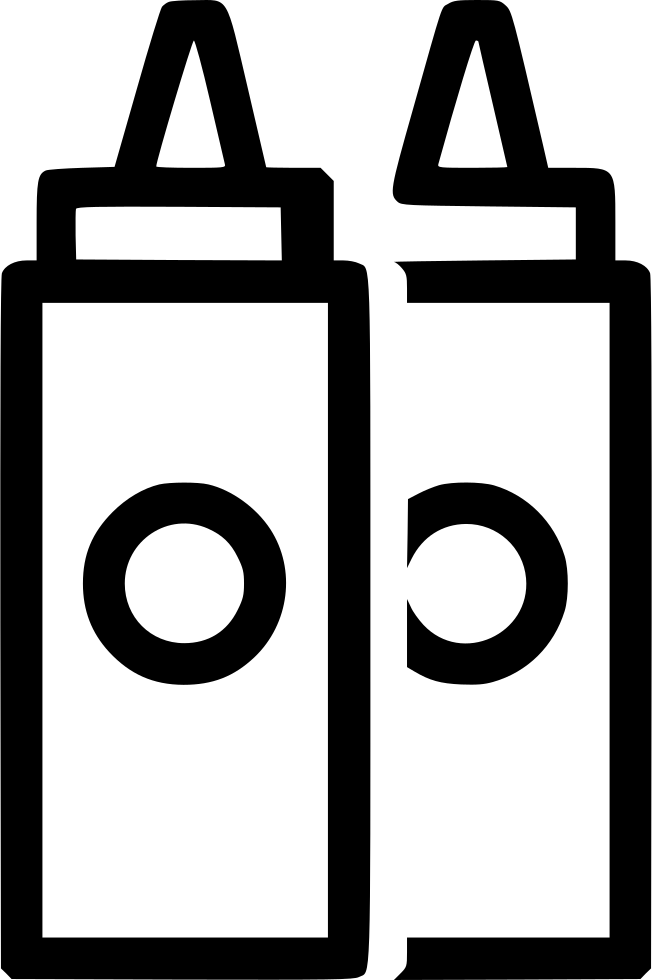 Minimal Black Ketchup and Mustard Bottle Outline Symbols PNG Vector Clipart