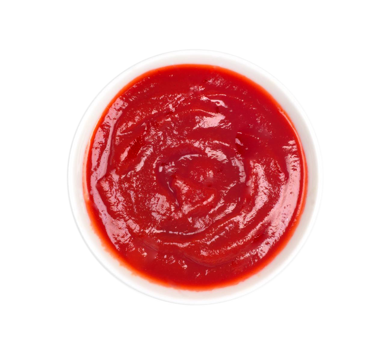 Round Top View of Glossy Red Ketchup Sauce Puddle Transparent Background PNG