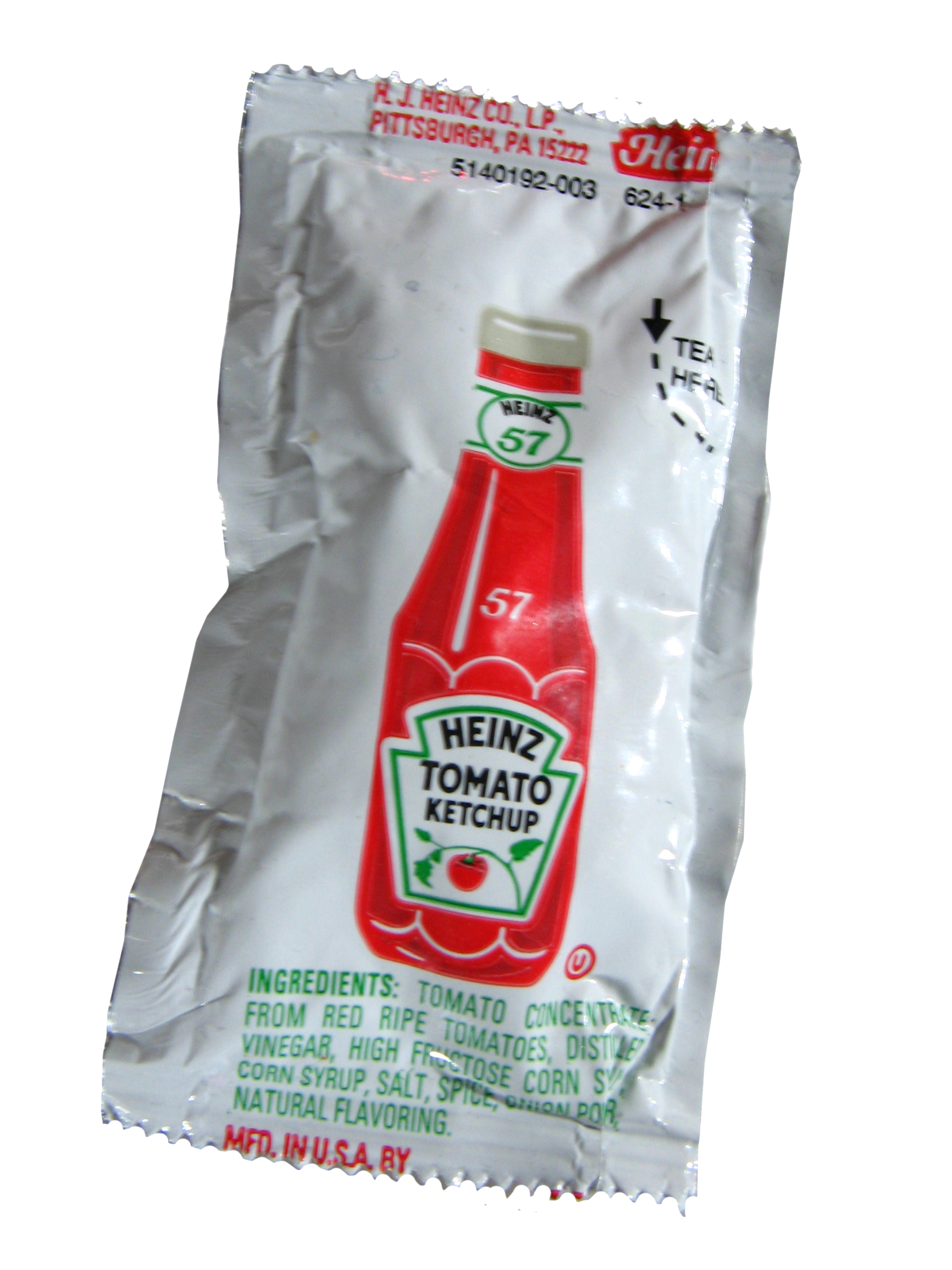 Single Foil Sachet Packet of Tomato Ketchup Transparent Background PNG Image