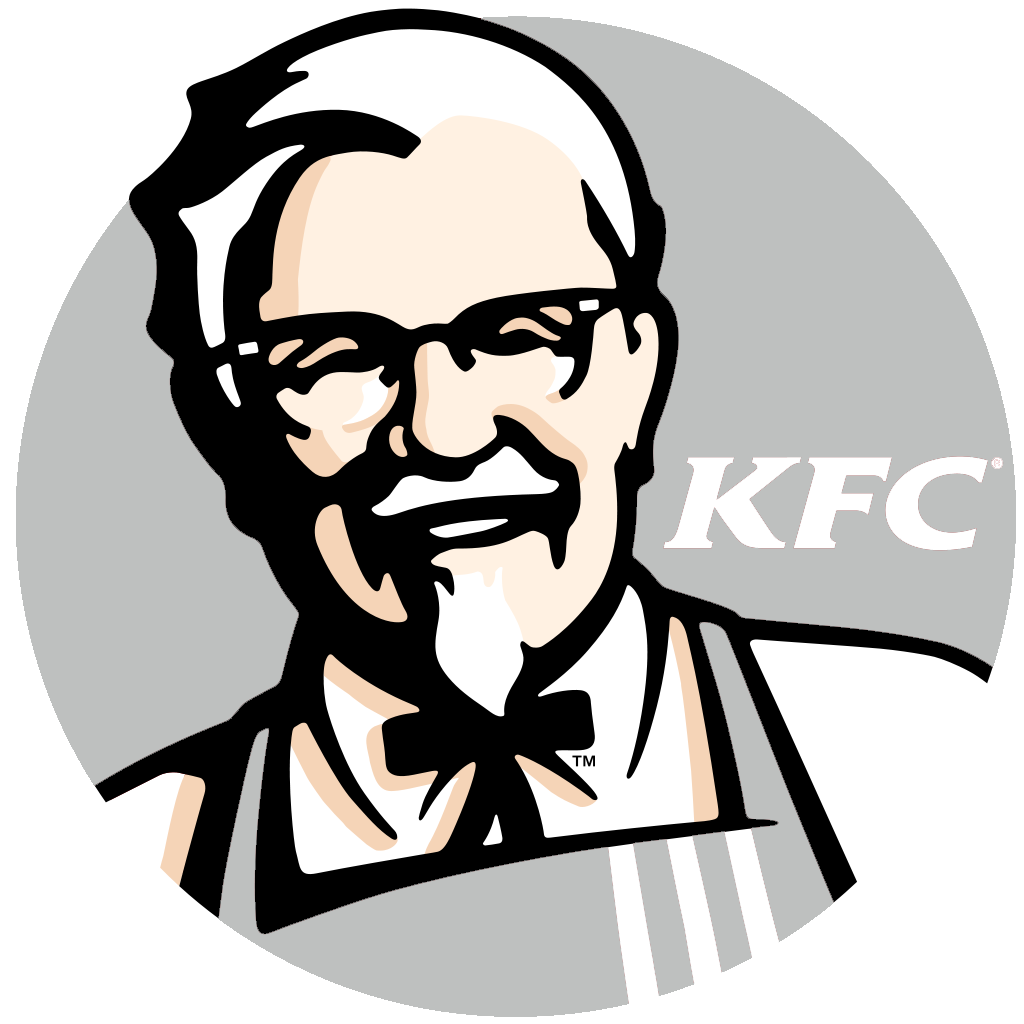 Black and White Colonel Sanders KFC Face Logo Transparent Background PNG Graphic