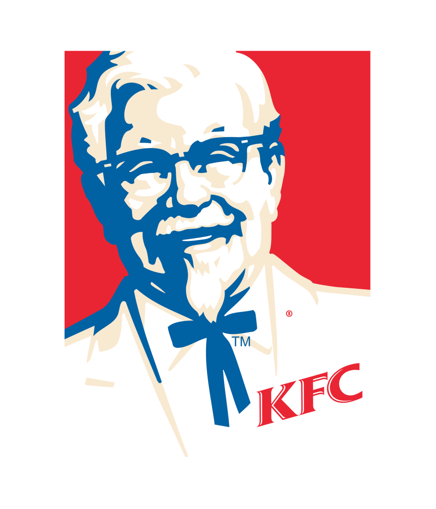 Blue and Red Colonel Sanders KFC Portrait Logo on Square Background PNG Image