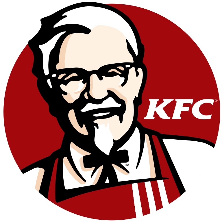 Colonel Sanders KFC Portrait Emblem on Round Red Background PNG Logo Image