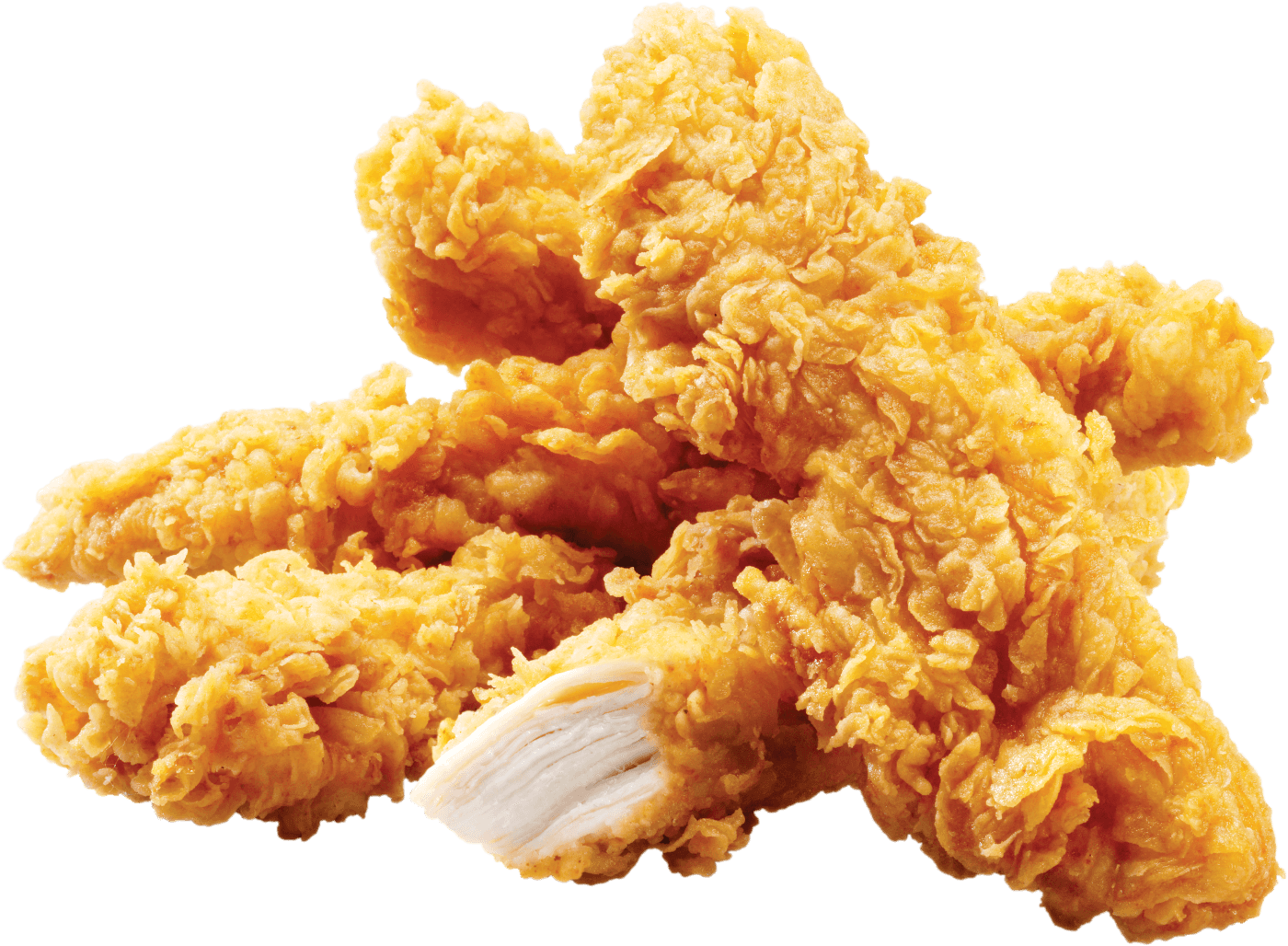 Extra Crispy Breaded Chicken Fillet Pieces with Tender White Meat PNG Food Image