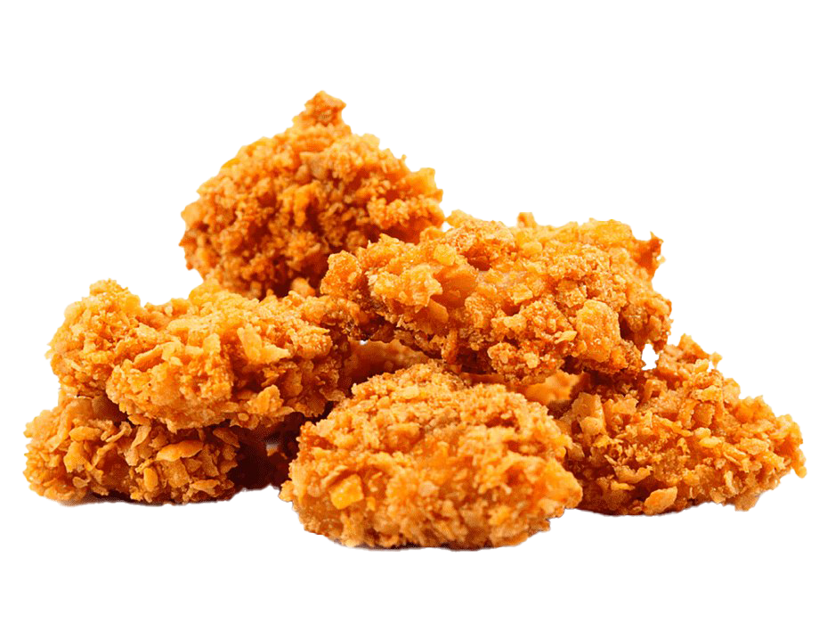 Fresh Pile of Crunchy Popcorn Chicken Bites Transparent Background PNG Cutout