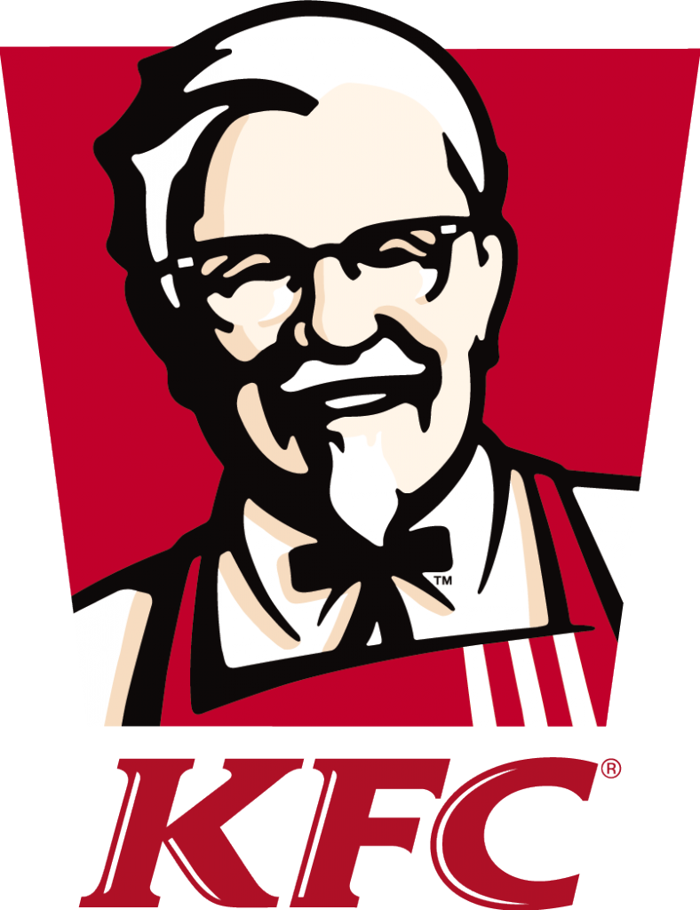 Full Colonel Sanders KFC Brand Emblem with Red Square and Black Text PNG
