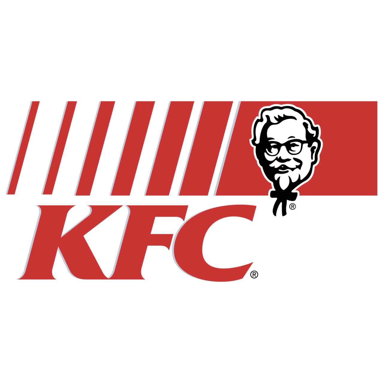 Kentucky Fried Chicken Red Stripes Colonel Icon and Wordmark Logo PNG Graphic