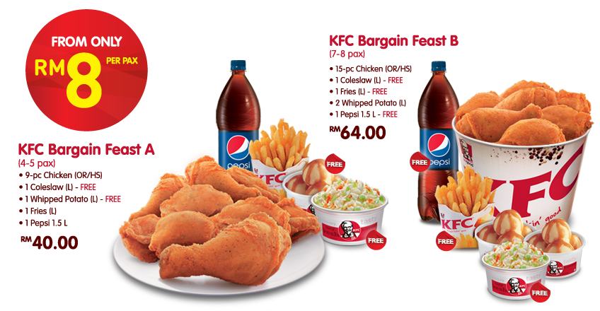 KFC Chicken Combo Menu Advertisement with Food Photos and Promotional Prices PNG