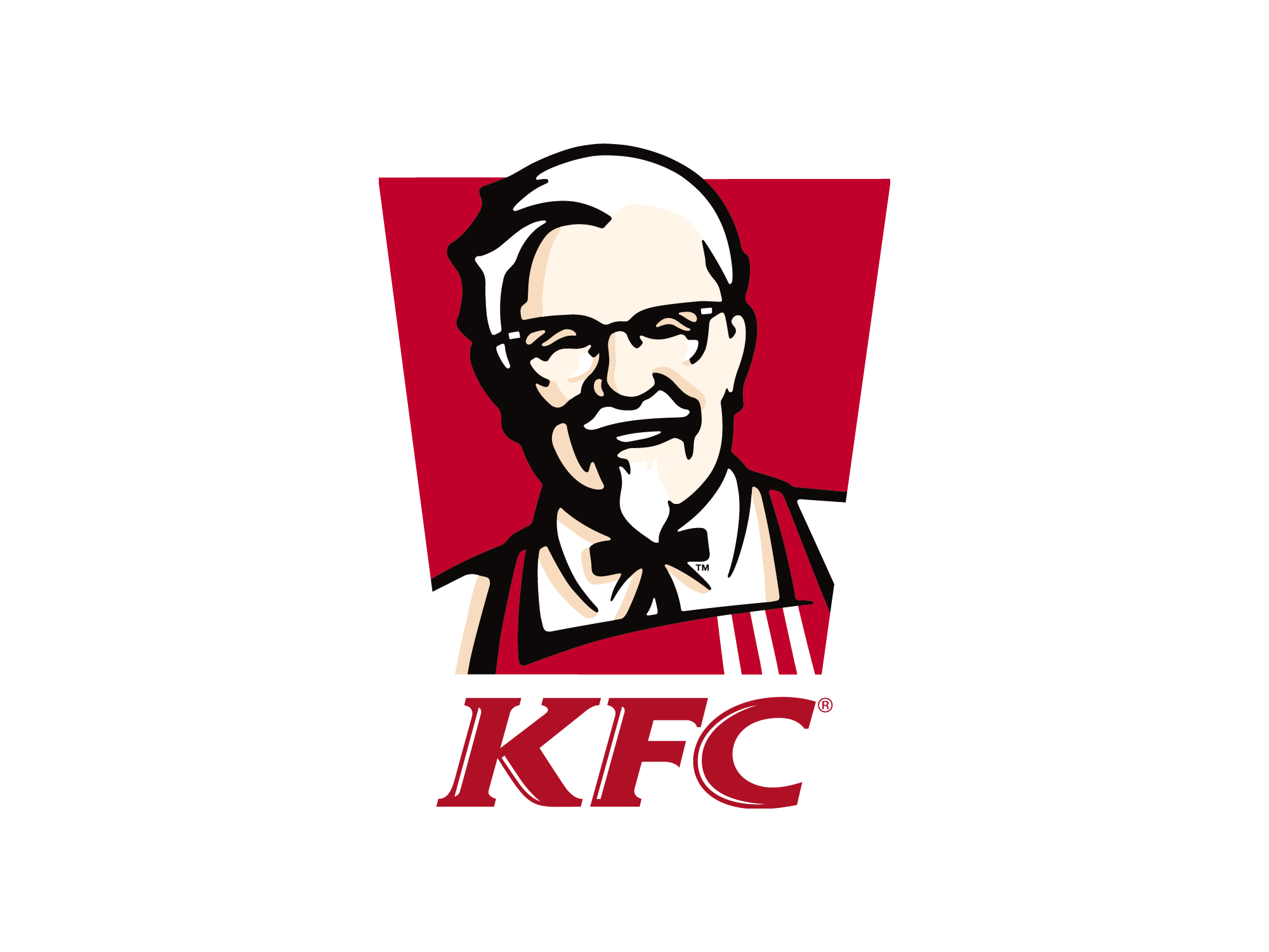 KFC Colonel Sanders Portrait on Red Square Brand Emblem PNG Transparent Image