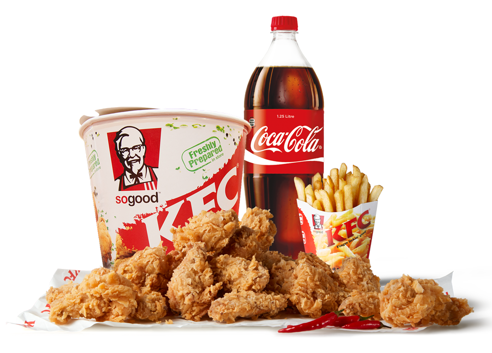 KFC Fried Chicken Meal with Pepsi Cup and Crispy Chicken Bucket PNG Combo Photo