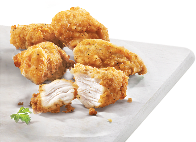 KFC Fried Chicken Pieces and Boneless Bites on White Serving Paper PNG Image