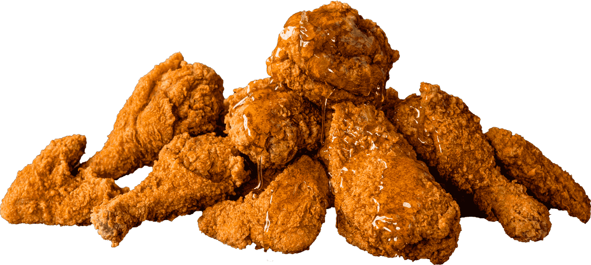 Pile of Golden Fried Chicken Wings and Bites Isolated Transparent PNG Food Image