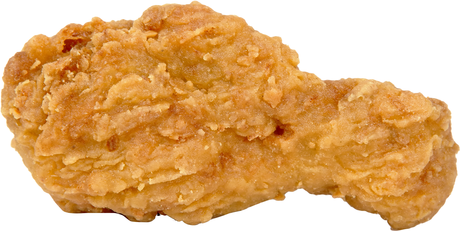 Single Golden Crispy Breaded Chicken Tenderloin Fillet Isolated PNG Food Image